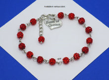 Load image into Gallery viewer, Sister of the Groom Crystal Charm Bracelet, Light siam