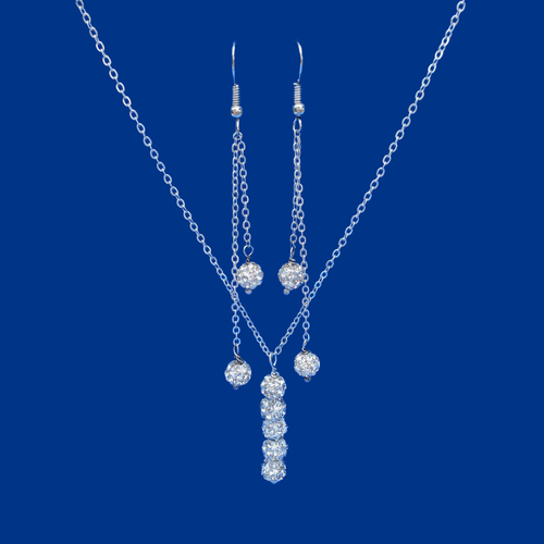 Necklace And Earring Set - Necklace Set - Bridal Sets, crystal drop necklace multi strand drop earring jewelry set, silver or custom color, silver clear or custom color