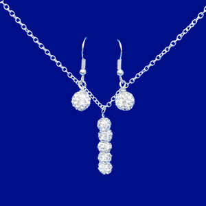 handmade pave crystal drop necklace accompanied by a matching pair of drop earrings