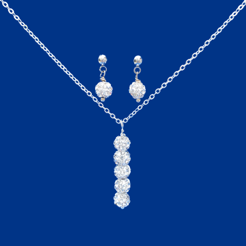handmade crystal drop necklace accompanied by a pair of stud earrings, silver clear or custom color - Necklace And Earring Set - Bridesmaid Gifts