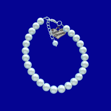 Load image into Gallery viewer, Handmade sister of the groom pearl charm bracelet - white or custom color - Sister of the Groom Bracelet - Bridal Gifts