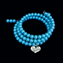 Load image into Gallery viewer, Grand Mother Gift - Perfect Gift For Grandmother - Grand Mother Expandable Multi-Layer Wrap Pearl Charm Bracelet, aquamarine blue or custom color