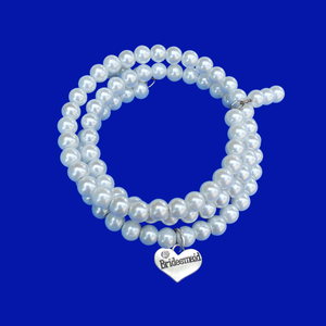 Bridesmaid Present-Bridesmaid Bracelet-Bridesmaid Gift, bridesmaid pearl expandable multi layer wrap charm bracelet, white or custom color