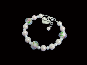 Flower Girl Gift - Bridal Gift Ideas - flower girl handmade floral and pearl charm bracelet
