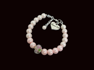 Flower Girl Gift - Best Bridal Party Gifts - flower girl handmade floral pearl charm bracelet