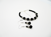 Load image into Gallery viewer, pearl crystal bracelet drop earring jewelry set