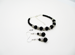 pearl crystal bracelet drop earring jewelry set