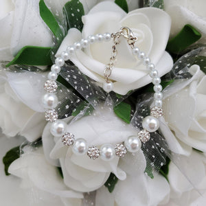 Handmade pearl and pave crystal rhinestone bracelet, white or custom color - Bracelets - Pearl Bracelet