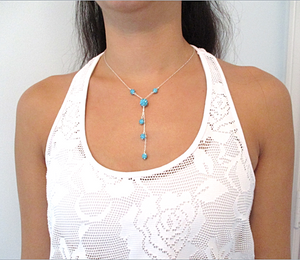 Crystal Drop Necklace, aquamarine blue or custom color