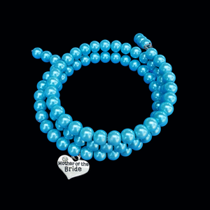 Mother of the Bride Expandable Multi-Layer Wrap Charm Bracelet, aquamarine blue or custom color