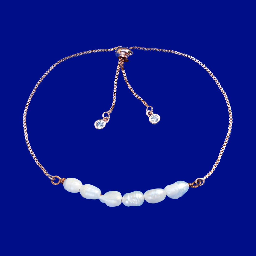 Fresh Water Pearl Bracelet - 18K Bracelet - Bracelets, 18k fresh water pearl bar bracelet