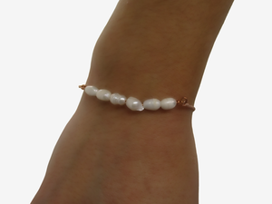 Fresh Water Pearl Bracelet - 18K Bracelet - Bracelets, 18k fresh water pearl bar bracelet