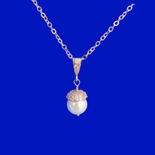 Load image into Gallery viewer, CZ Necklace - Necklaces - Drop Necklace, handmade cubic zirconia rose gold drop necklace, custom color