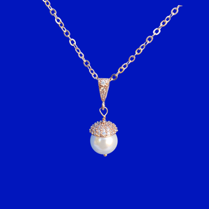 CZ Necklace - Necklaces - Drop Necklace, handmade cubic zirconia rose gold drop necklace, custom color