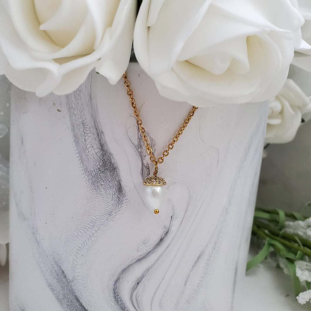 handmade cubic zirconia rose gold drop necklace - white or custom color - CZ Necklace - Necklaces - Drop Necklace