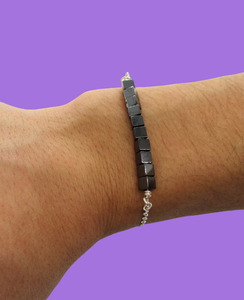 Hematite Bracelet - Bracelets - Healing Bracelets - handmade hematite bar bracelet can also be worn as an ankle bracelet, black or gold