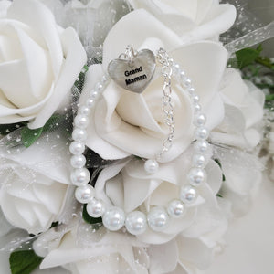 Handmade gran pearl charm bracelet, white or custom color - Gran Birthday Gifts - Gran Gift - Gran Bracelet