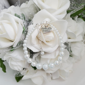 Handmade of the bride pearl charm bracelet - white of custom color - Sister of the Bride Bracelet - Bridal Bracelets