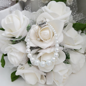 Handmade granny pearl charm bracelet, white or custom color - Granny Gift Ideas - Granny Present - Granny Gift
