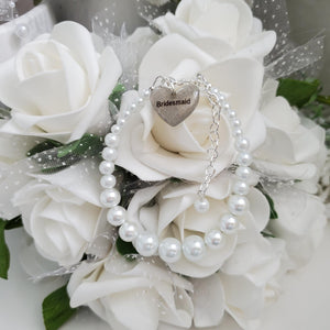 Handmade bridesmaid pearl charm bracelet - white or custom color - Bridesmaid Gift Ideas - Bridesmaid Bracelet