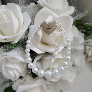 Handmade aunt pearl charm bracelet, white or custom color - Auntie Charm Bracelet - Auntie Gift Ideas - Auntie Gift
