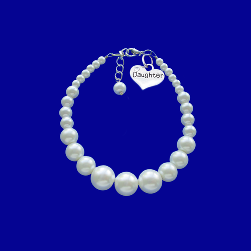 Daughter Gift - Gifts For My Daughter - handmade daughter pearl charm bracelet, white or custom color