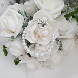 Handmade mother of the groom pearl charm bracelet - white or custom color - Mother of the Groom Bracelet - Mother of the Groom Gift