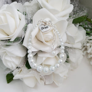 Handmade gran pearl charm bracelet - white or custom color - Nana Pearl Bracelet - Nana Charm Bracelet - Nana Gift