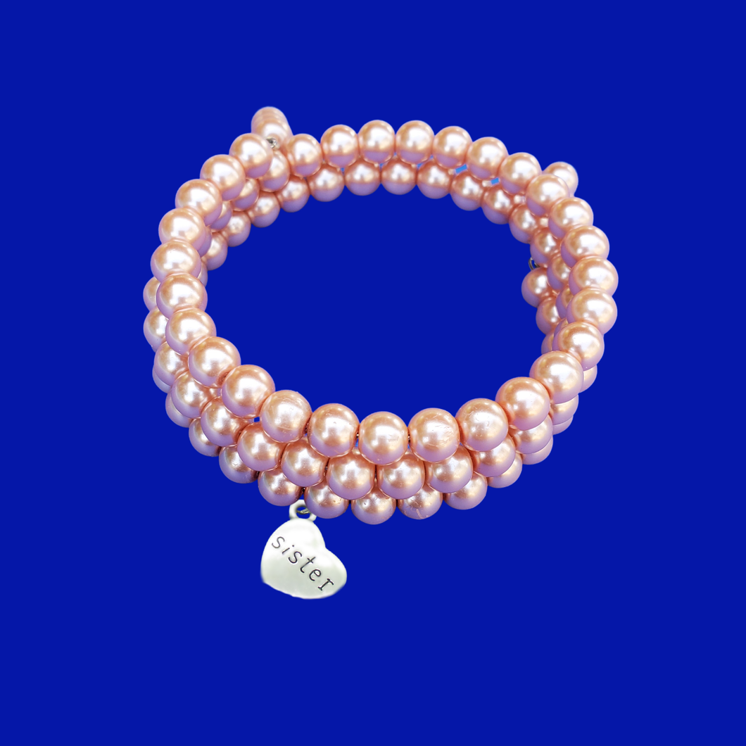 Sister Pearl Multi-Layer Expandable Wrap Bracelet, powder orange or custom color