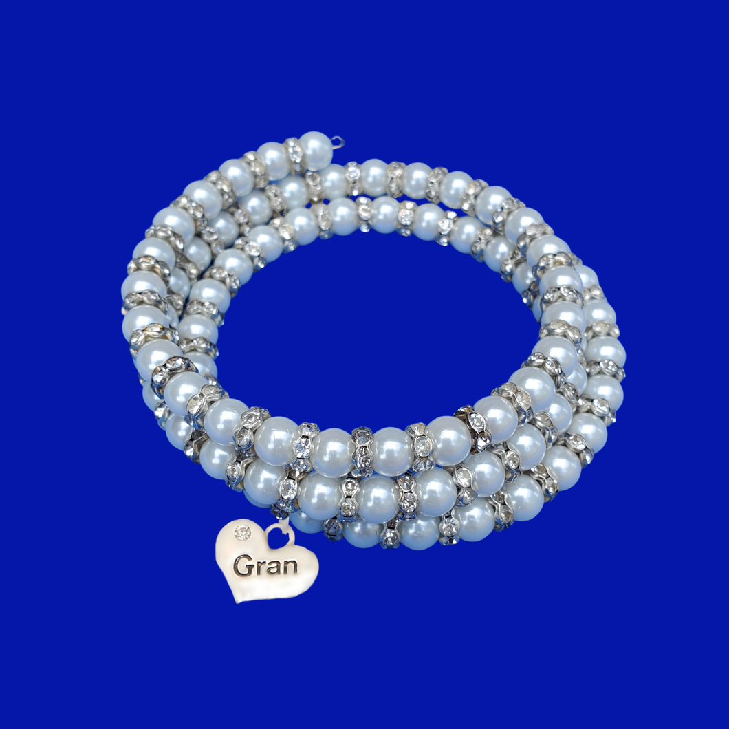 Gift Ideas For Gran - Gran Present - Gran Gift - gran handmade pearl and crystal multi-layer, expandable, wrap charm bracelet
