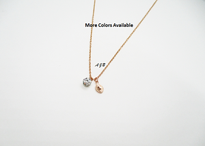 Monogram Rose Gold Leaf Pave Necklace