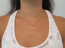 Load image into Gallery viewer, A handmade monogram Rose Gold Family Tree Leaf Charm Necklace.