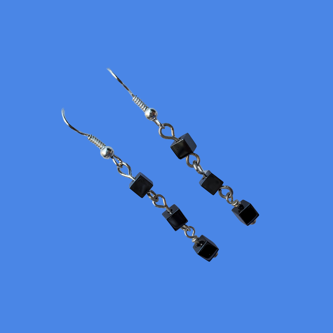Dangle Earrings - Hematite Earrings - Earrings - handmade hematite drop earring, metallic black or metallic gold
