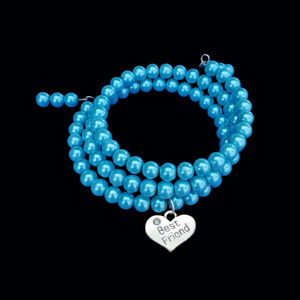 Friendship Gift - Friend Bracelet - Best Friend Gift, best friend expandable multi layer wrap charm bracelet, aquamarine blue or custom color