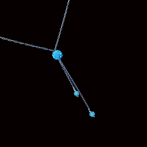 Handmade Pave Crystal Rhinestone Drop Necklace, Aquamarine blue or custom color - Rhinestone Necklace - Drop Necklace - Necklaces