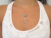 Load image into Gallery viewer, Handmade Pave Crystal Rhinestone Drop Necklace, Aquamarine blue or custom color - Rhinestone Necklace - Drop Necklace - Necklaces