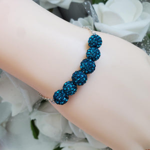 Handmade pave crystal rhinestone bar bracelet - blue zircon or custom color - Crystal Bracelet - Rhinestone Bracelet - Bar Bracelet