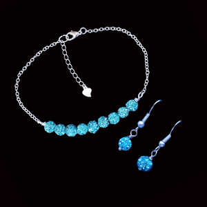 handmade crystal bar bracelet accompanied by pair of earrings
