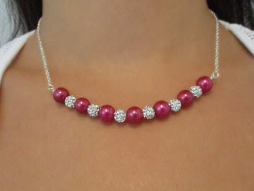 handmade pearl and crystal bar necklace