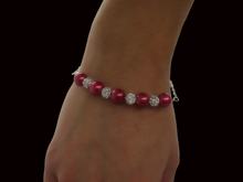 Load image into Gallery viewer, handmade pearl and crystal bar bracelet
