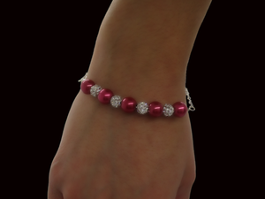 handmade pearl and crystal bar bracelet