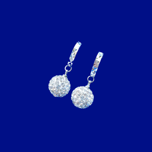 .925 sterling silver lever back crystal rhinestone earrings, silver clear