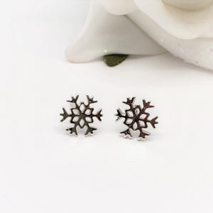 .925 Sterling Silver Snowflake Stud Earrings