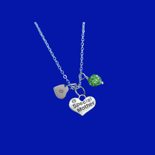Load image into Gallery viewer, Monogram Special Mother Pave Drop Necklace, peridot (green) or custom color