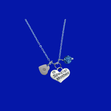 Load image into Gallery viewer, Monogram Special Mother Pave Drop Necklace, blue or custom color