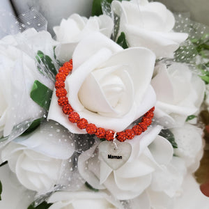 Handmade pave crystal rhinestone mother charm bracelet - hyacinth or custom color - Mother Charm Bracelet - Mother Bracelet - Mom Gift