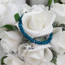 Load image into Gallery viewer, Handmade gran pave crystal rhinestone charm bracelet - blue zircon or custom color - Granny Gift - Granny Present - Gifts For Your Granny
