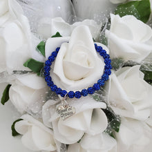 Load image into Gallery viewer, Handmade Sister of the Groom Pave Crystal Rhinestone Charm Bracelet - capri blue or custom color - Sister of the Bride Bracelet - Bridal Bracelet