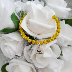 Handmade Sister of Groom pave crystal rhinestone charm bracelet - citrine (yellow) or custom color - Sister of the Groom Bracelet - Bridal Bracelets