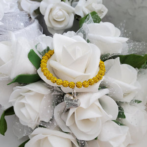 Handmade Sister of Groom pave crystal rhinestone charm bracelet - citrine (yellow) or custom color - Sister of the Groom Bracelet - Bridal Bracelets